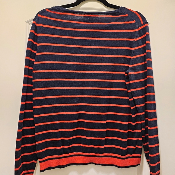 J.Crew Mercantile Navy Red Stripe Crewneck Sweater Nantucket Preppy Size L - Picture 3 of 6